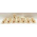 A good 19th Century Royal Worcester ornithological painted blush ivory part tea set, no. 8292,