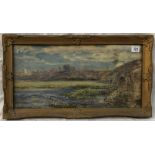 Follower of David Cox River Landscape Watercolour 24 x 49cm