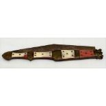 Large 19th Century Spanish Navajas lock knife with brass and stained horn panel handle, the blade