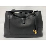 A Loro Piana black leather Bellevu ladies handbag with grain touch, gilt metal fittings, interior