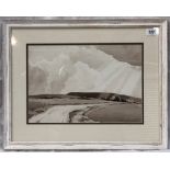 PERCY LANCASTER (1878-1951) Country Landscape Grisaille watercolour 25 x 37cm