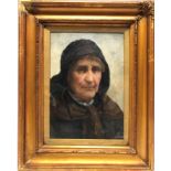 DAVID W. HADDON (fl. 1884-1911) A portrait of an elderly fish wife Oil on board Signed 33.5 x 23cm