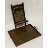 Victorian mahogany small corner mirrored shelf with arched bevelled plate flanked by two pairs of
