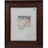 Early 20th century German School Profile portrait of a naval officer Colour pencil Indistinctly