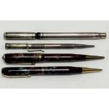 George V silver engine turned fountain pen with 14ct gold nib, hallmarked London 1919 (maker's