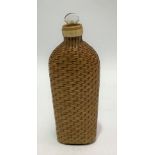 A 19th Century woven basket weave covered glass scent bottle with bone rim, length 9.5cm