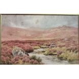 BERTRAM MORRISH Dartmoor Landscape Watercolour Signed 18 x 27.5cm Together with a colour