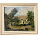 JOHN ANTHONY PARK (1880-1962) A.R.R. A Thatched Cottage Oil on canvas Signed 40 x 49cm