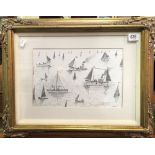 SIMEON STAFFORD (b.1956) Boats Off St Ives Pencil Signed Inscribed to reverse 18 x 28cm