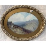 FREDERICK JOHN WIDGERY (1861-1942) Dartmoor Landscape Gouache Signed Oval 25 x 35cm