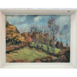 BOB VIGG (1932-2001) A Wooded Landscape Oil on board Signed 29 x 39cm