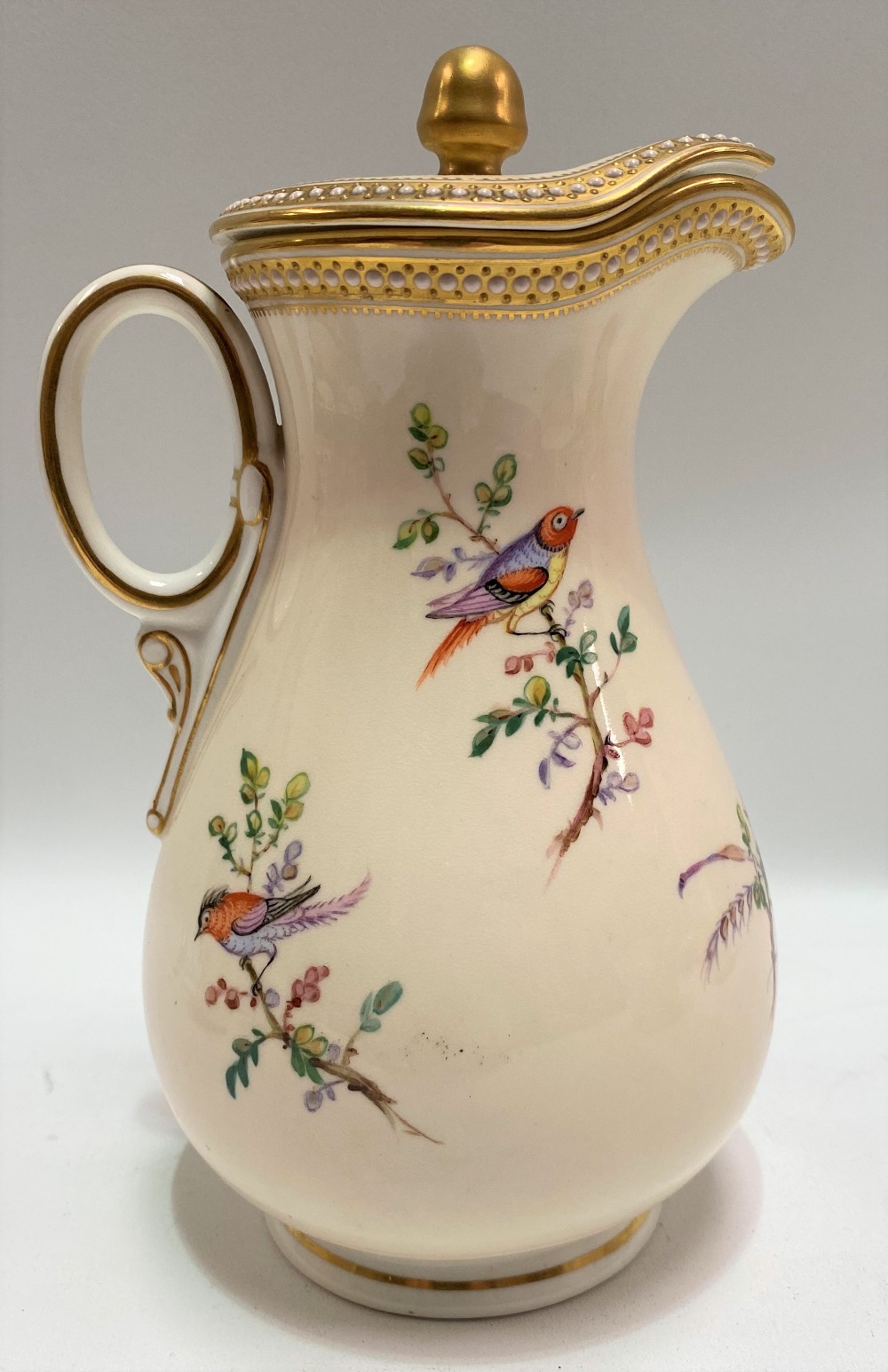 A good 19th Century Royal Worcester ornithological painted blush ivory part tea set, no. 8292, - Image 4 of 29