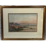 JOHN CLARKSON UREN (1845-1932) Coastal Landscape With Figures Watercolour Signed 29 x 46cm