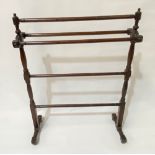 Mahogany turned towel rail, width 71cm