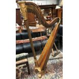 A good 19th Century rosewood concert harp by Frederick Crosjean, Soho Square, London, improved