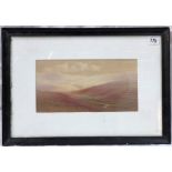 CHARLES EDWARD BRITTEN (1870-1949) A Moorland Landscape Watercolour Signed 14.5 x 28cm