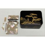 A 19th Century mother of pearl card case by H. Ling, Dorchester (AF) together with a rectangular