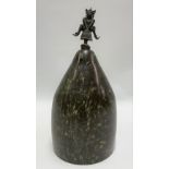 Cornish serpentine doorstop with Cornish pixie metal finial, height 25cm.