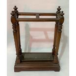 Early 20th Century mahogany two-section stick stand with copper drip tray, 83cm x 54.5cm