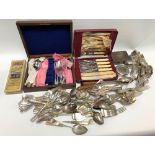 Box of silver plated cutlery including an egg canteen and a fish knife and fork set for six