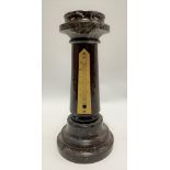 Cornish red turned serpentine column thermometer, the top set with a compass (thermometer af),