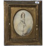 19th century English School An oval portrait of a young girl Watercolour 22.5 x 17cm