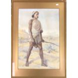 E.G. MACMILLAN Indian native woman and man A pair of watercolours Both signed One with label to