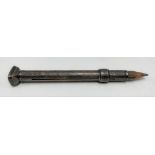 19th Century silver engine turned propelling pencil with bloodstone seal end, 10.75cm, hallmarked,