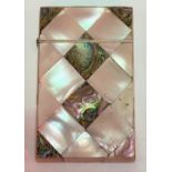 19th Century mother of pearl and abalone card case, length 9.5cm