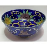 Chinese porcelain bowl painted in enamels with chrysanthemum amongst scrolls to the interior, the