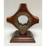 Wooden brass mounted aeroplane propeller clock case, height 36.5cm.