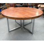 A good circular conference table with chrome supports, possibly by Merrow Associates, diameter