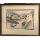FREDERICK T. W. COOK The Harbour, Polperro Watercolour Signed 23 x 33.5cm