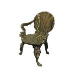 A rare Italian 19th century carved pine parcel gilt and silvered grotto chair attributed to Pauly et