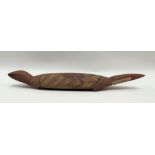 Australian aboriginal carved wood lizard with scratch carved decoration, paper label for 'ABORIGINAL