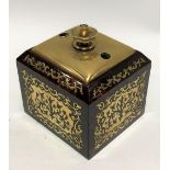 Victorian boule work tortoiseshell and brass square section table lighter by J.C. Vickery, Regent