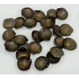 Collection of 29 gilded metal scallop shell pendants, each length 18mm.