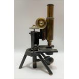 19th Century brass microscope by J Swift & Son London with 2/3' Swift & Son London lens, stamped