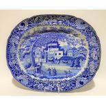 A 19th Century blue and white transfer printed platter by John & Richard Riley in the 'Eastern