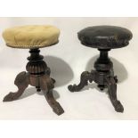 Two Victorian adjustable tripod piano stools