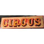 'CIRCUS' painted wooden sign, width 65.5cm