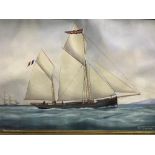 A 19th Century ship portrait 'EURVIN DE BOULOGNE CAPT LA BLOUSH' Gouache on paper 53cm x 74cm