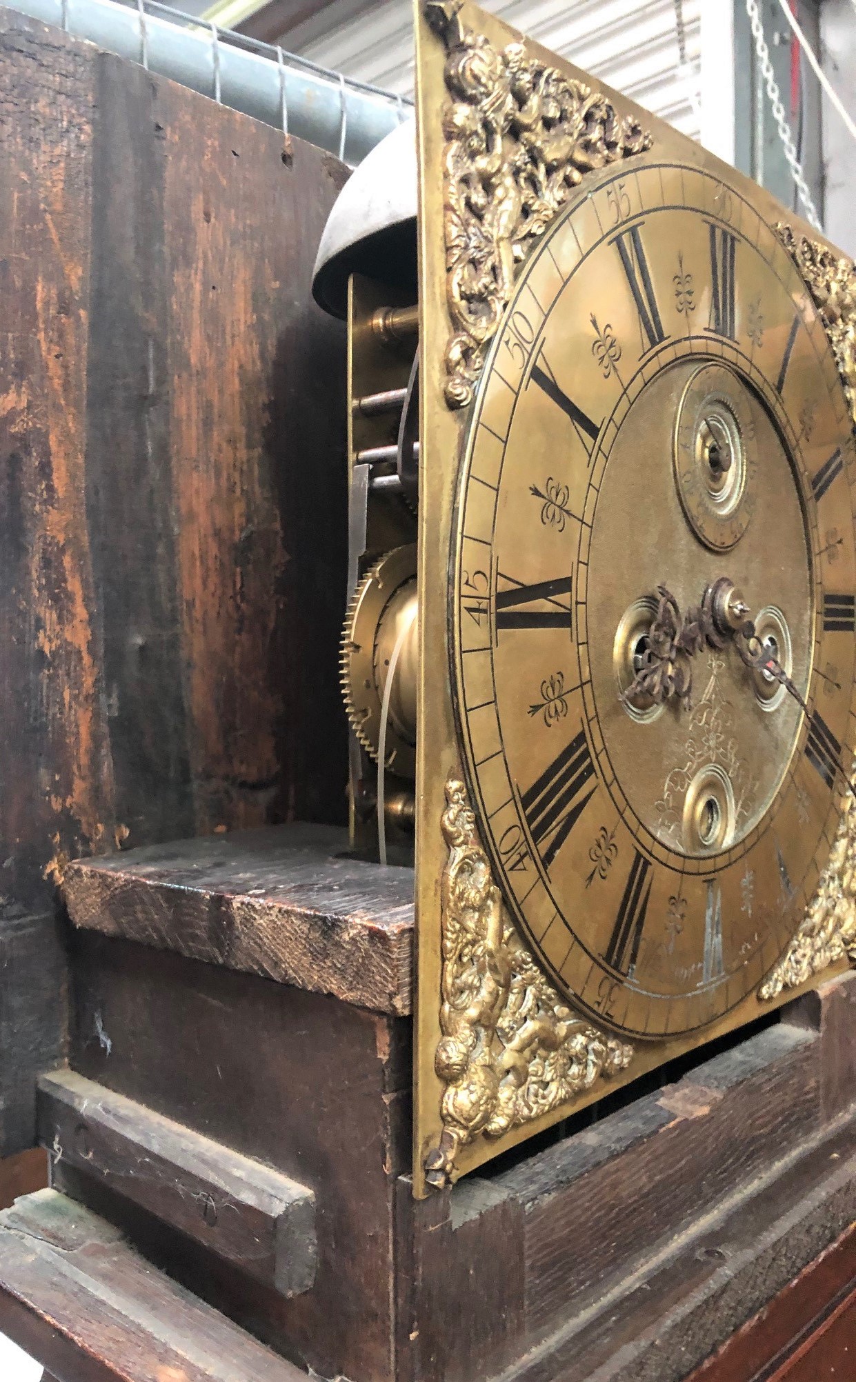 Eight day longcase clock with 11in brass dial and with chaptering signed WM Abbott, Sarson Fecit and - Image 8 of 8