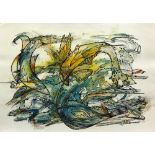 ISOBEL FERRER Coastal Abstract Ink and watercolour Signed 42.5 x 59cm