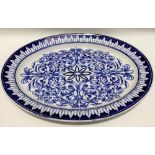 Victorian blue and white transfer printed platter in Teutonic pattern by J.C. Brown.Westhead Moore &