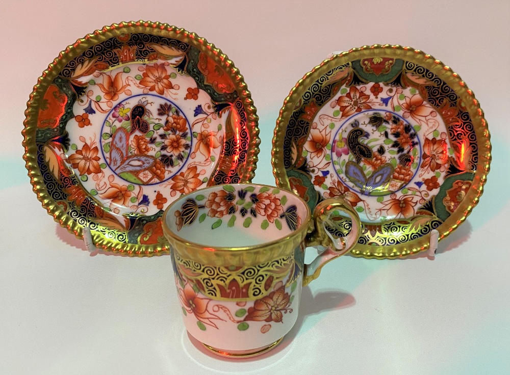 Copeland Spode Imari pattern set of five coffee can trios together with another coffee can and - Image 2 of 3