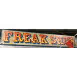 'FREAK SHOW' painted wooden circus sign, width 105cm