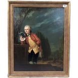 18th century British School A Country Gentleman In A Garden Reading Oil on canvas laid down 58 x