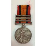 Queen Victoria South Africa medal with Transvaal, Orange Free State and Cape Colony bars, awarded to