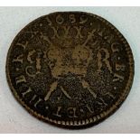 James II gunmetal money, 1689 half-crown.